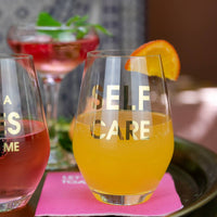 Self Care Wine Glass - Gold Foil Stemless Wine Glass