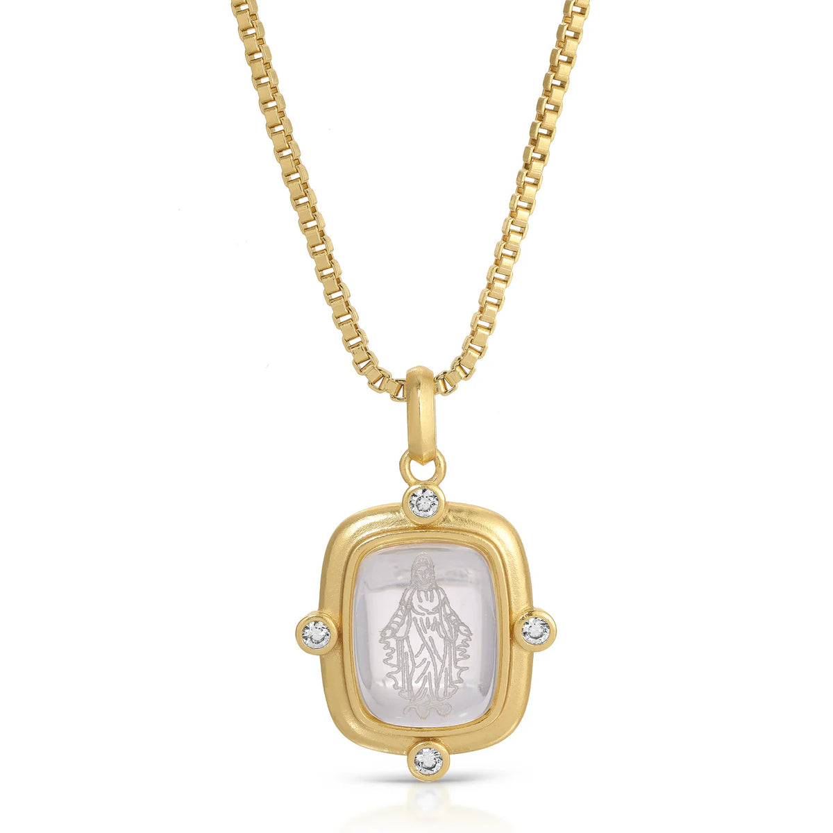 Carved Quartz Mary Necklace