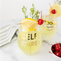 Self Care Wine Glass - Gold Foil Stemless Wine Glass