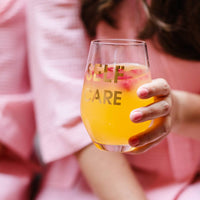 Self Care Wine Glass - Gold Foil Stemless Wine Glass